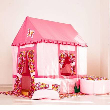 Текстильный домик-палатка с пуфиком для девочек - Дворец Мирабель 